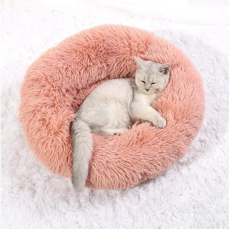 Round Plush Pet Bed 40–90cm for Dogs & Cats