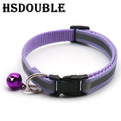 Reflective Adjustable Cat & Small Dog Collar Set with Bells (2pcs)