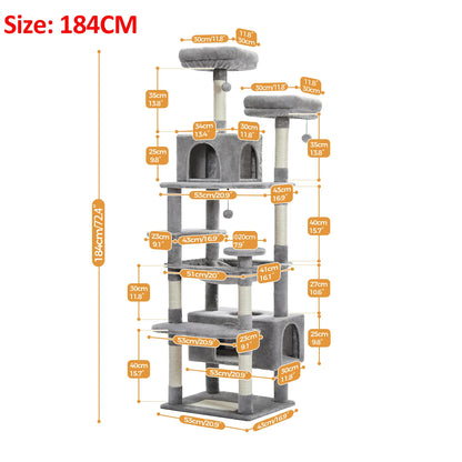 Large Cat Tree Tower with Scratching Posts Hammock and Condos