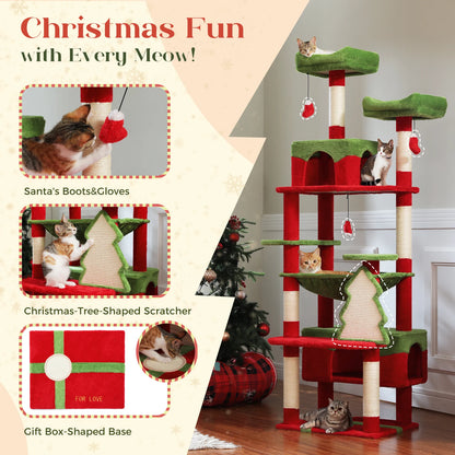Large Cat Tree Tower with Scratching Posts Hammock and Condos