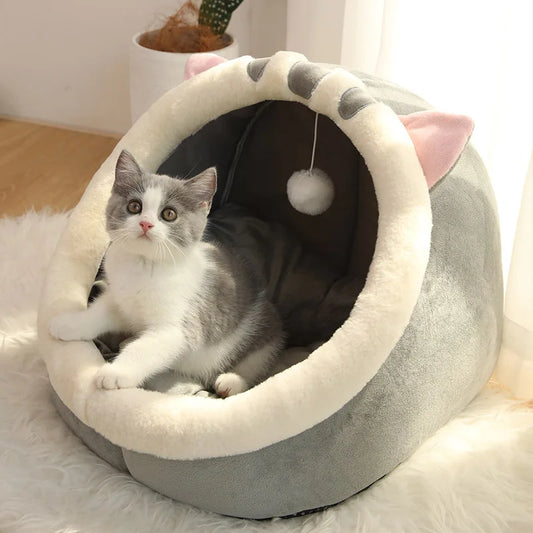 Foldable Cartoon Cat Bed Deep Sleep Pet Sleeping Cave