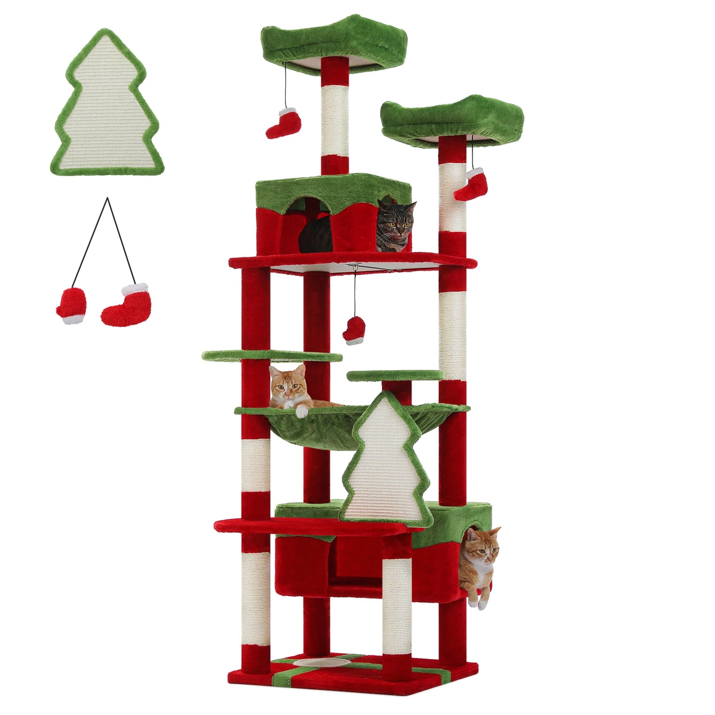 Large Cat Tree Tower with Scratching Posts Hammock and Condos