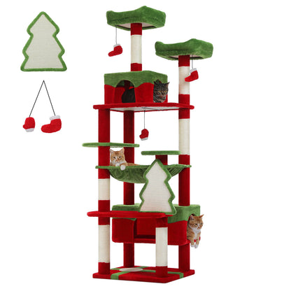 Large Cat Tree Tower with Scratching Posts Hammock and Condos