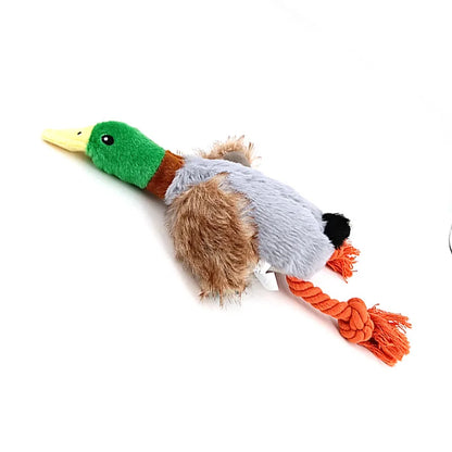 Plush Duck Squeaky Dog Chew Toy with Rope