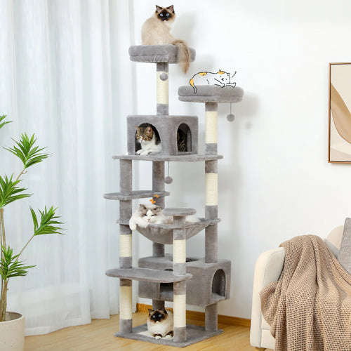 Large Cat Tree Tower with Scratching Posts Hammock and Condos