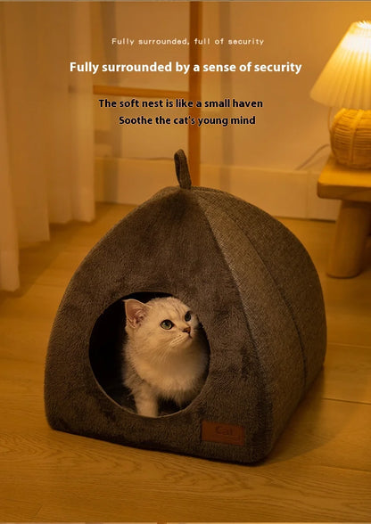 Triangle Closed Cat House Warm Sleeping Pet Nest