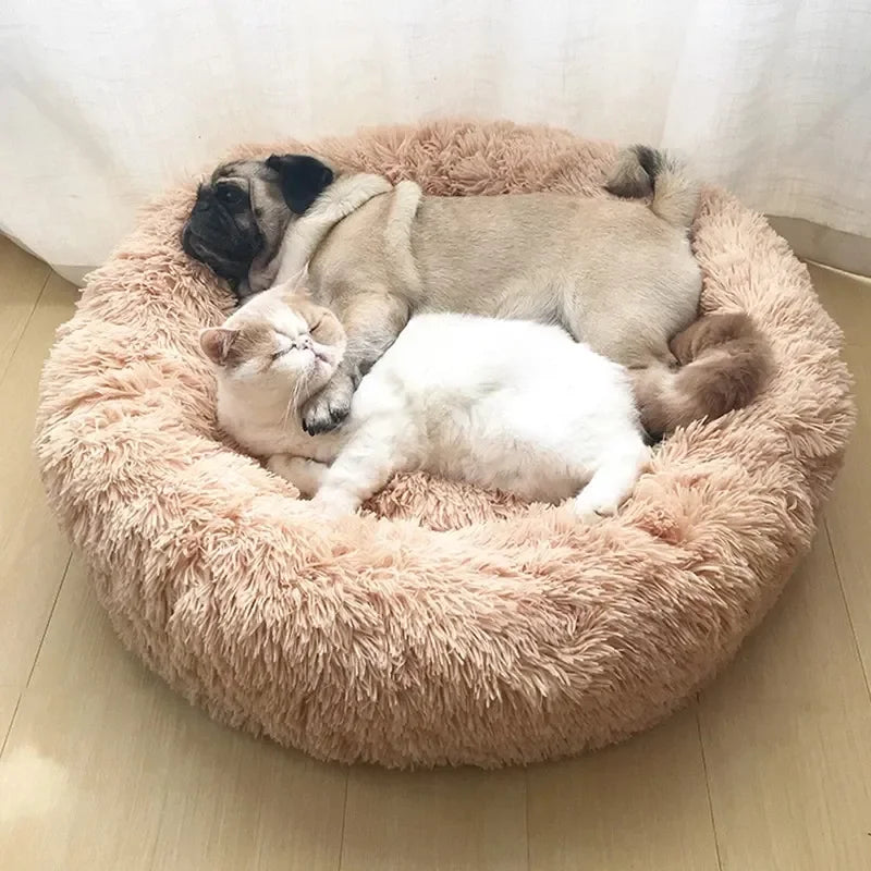 Round Plush Pet Bed 40–90cm for Dogs & Cats