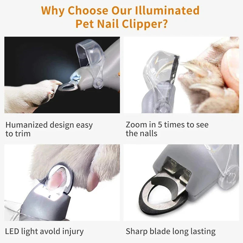LED Light Pet Nail Clipper Scissors for Dogs & Cats