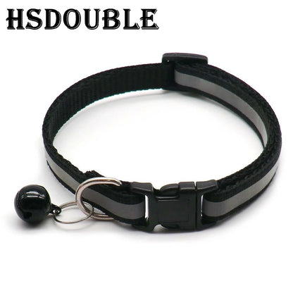 Reflective Adjustable Cat & Small Dog Collar Set with Bells (2pcs)