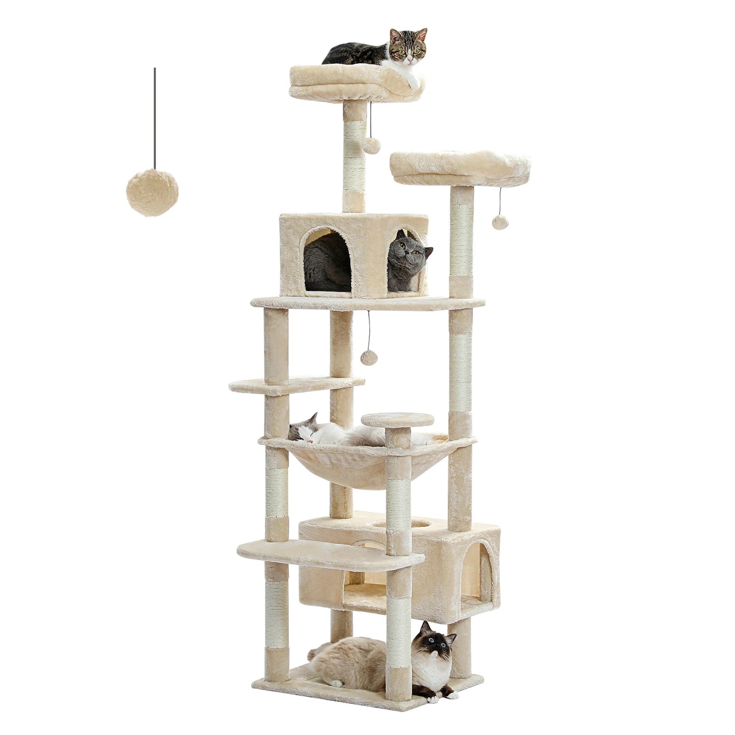 Large Cat Tree Tower with Scratching Posts Hammock and Condos