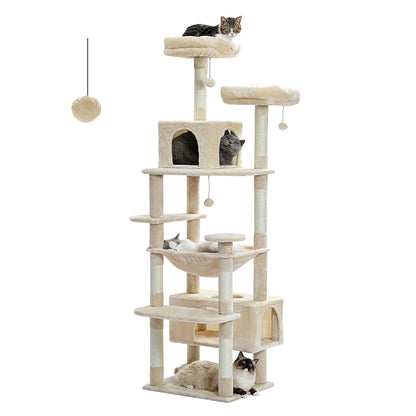 Large Cat Tree Tower with Scratching Posts Hammock and Condos