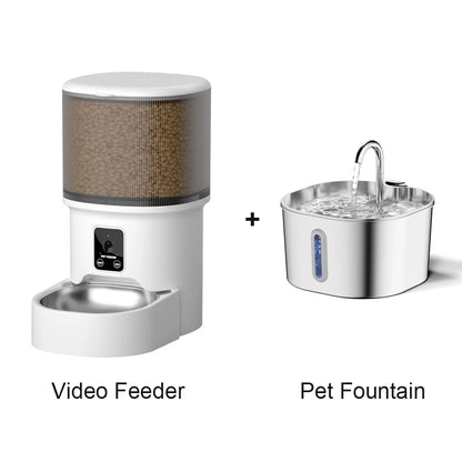 Smart WiFi App Video Pet Feeder Automatic Cat & Dog Food Dispenser with Stainless Steel Bowl