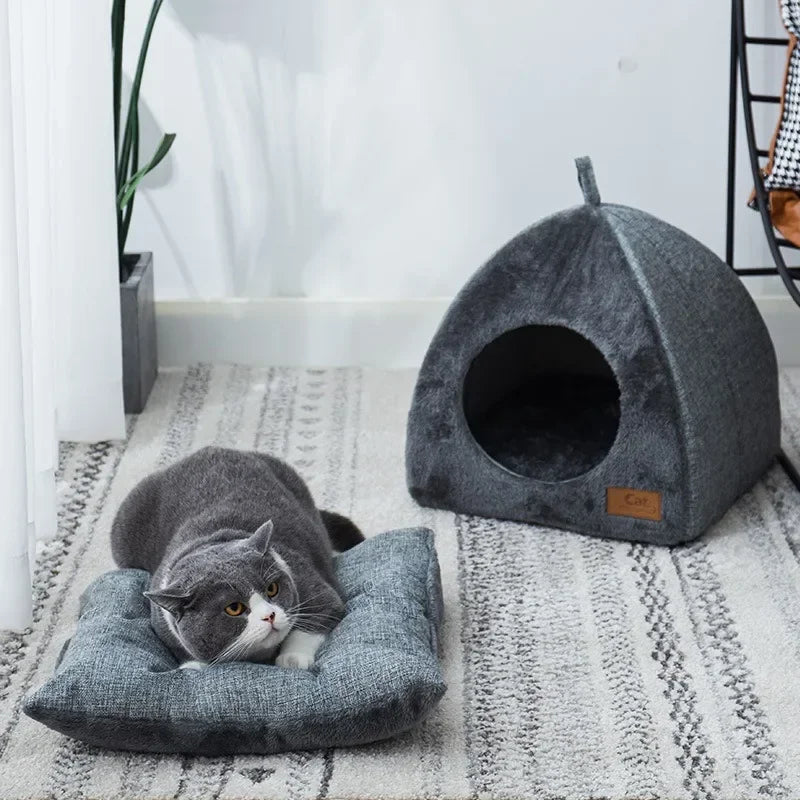Triangle Closed Cat House Warm Sleeping Pet Nest