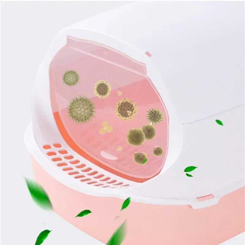 Semi-Enclosed Cat Litter Box Splash-Proof Tray