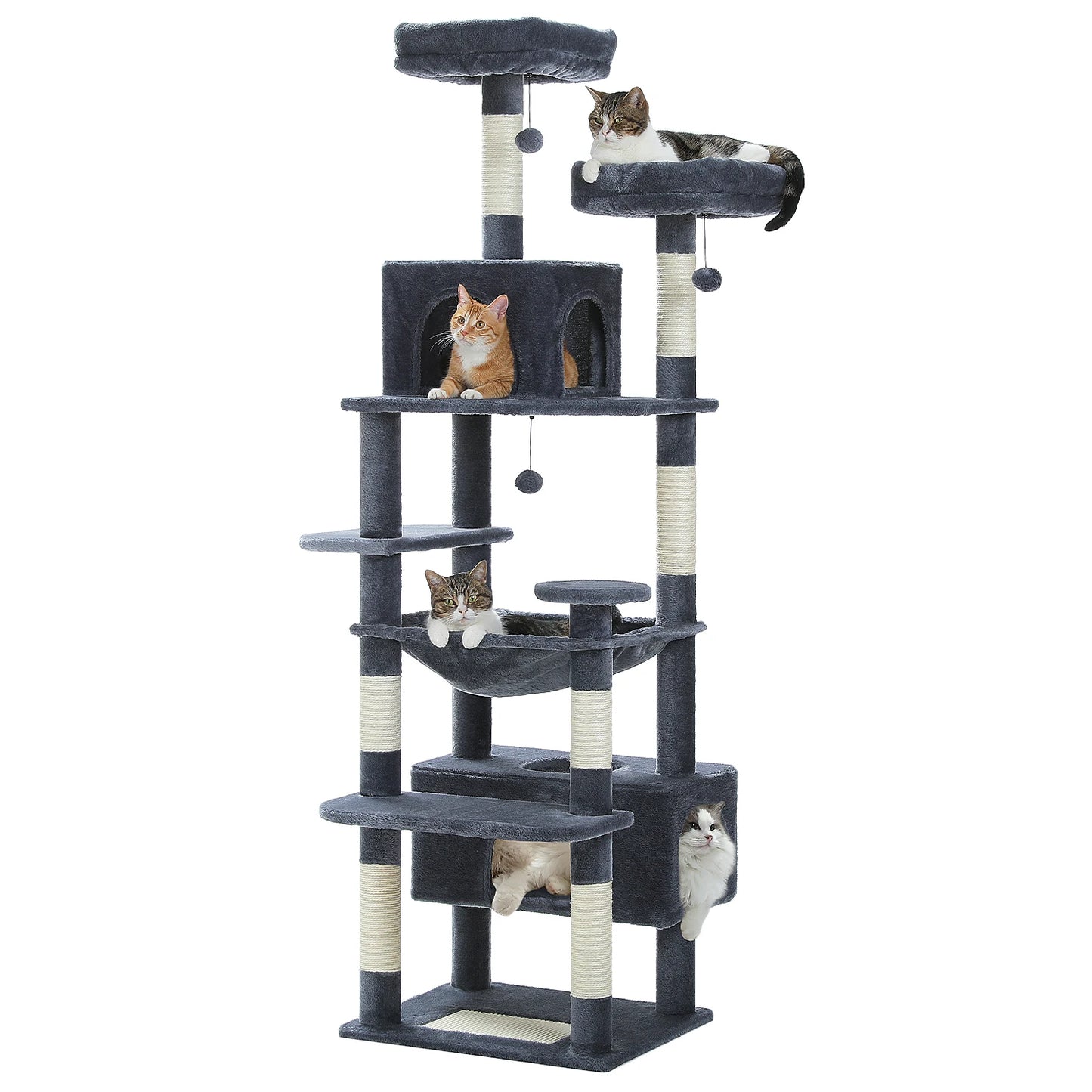 Large Cat Tree Tower with Scratching Posts Hammock and Condos