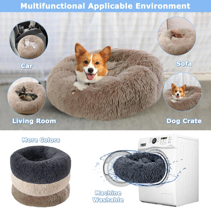 Round Plush Pet Bed 40–90cm for Dogs & Cats