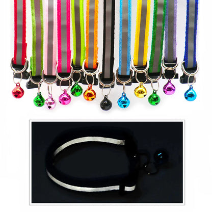 Reflective Adjustable Cat & Small Dog Collar Set with Bells (2pcs)