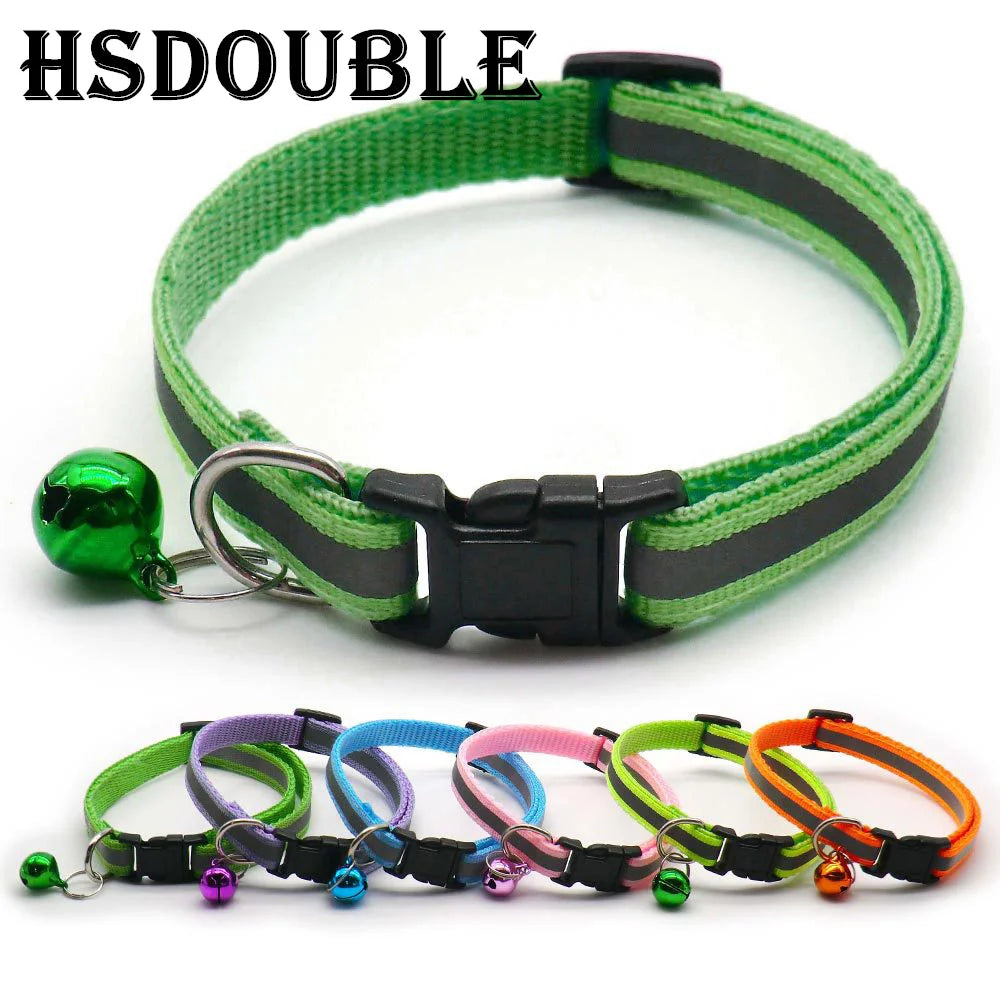 Reflective Adjustable Cat & Small Dog Collar Set with Bells (2pcs)