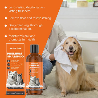 Natural Pet Shampoo for Dogs & Cats Flea & Odor Control
