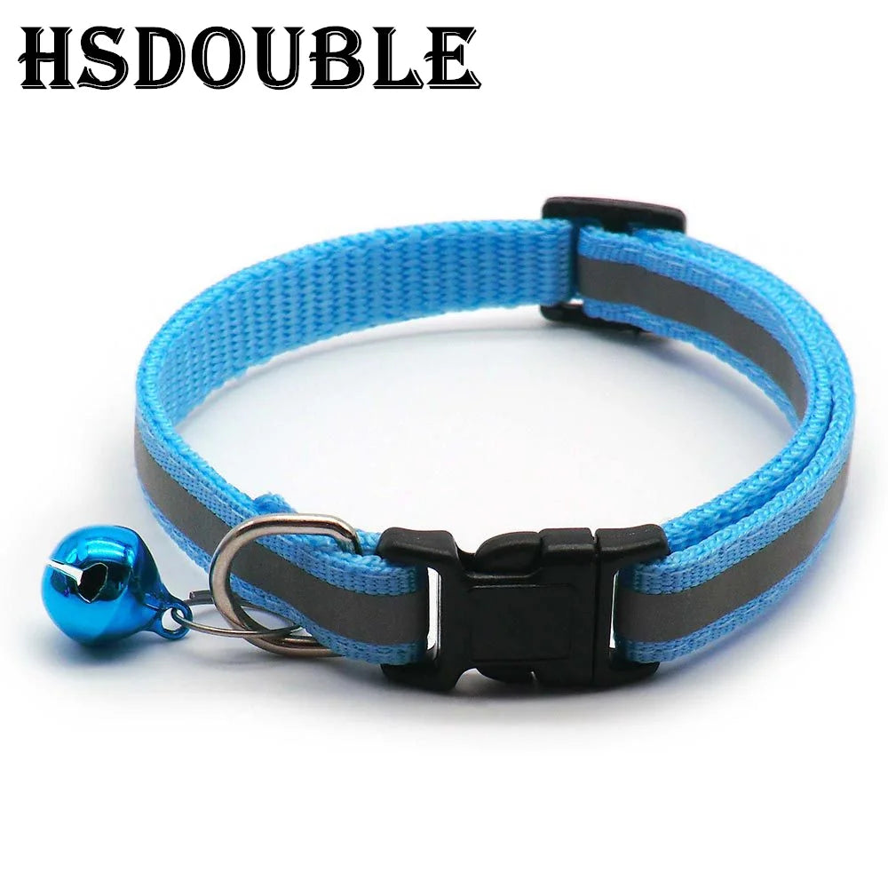 Reflective Adjustable Cat & Small Dog Collar Set with Bells (2pcs)