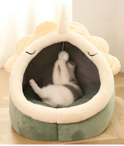 Foldable Cartoon Cat Bed Deep Sleep Pet Sleeping Cave