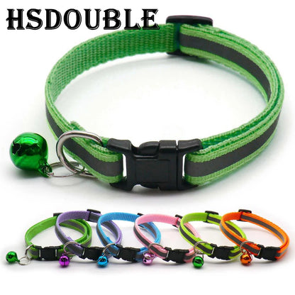 Reflective Adjustable Cat & Small Dog Collar Set with Bells (2pcs)