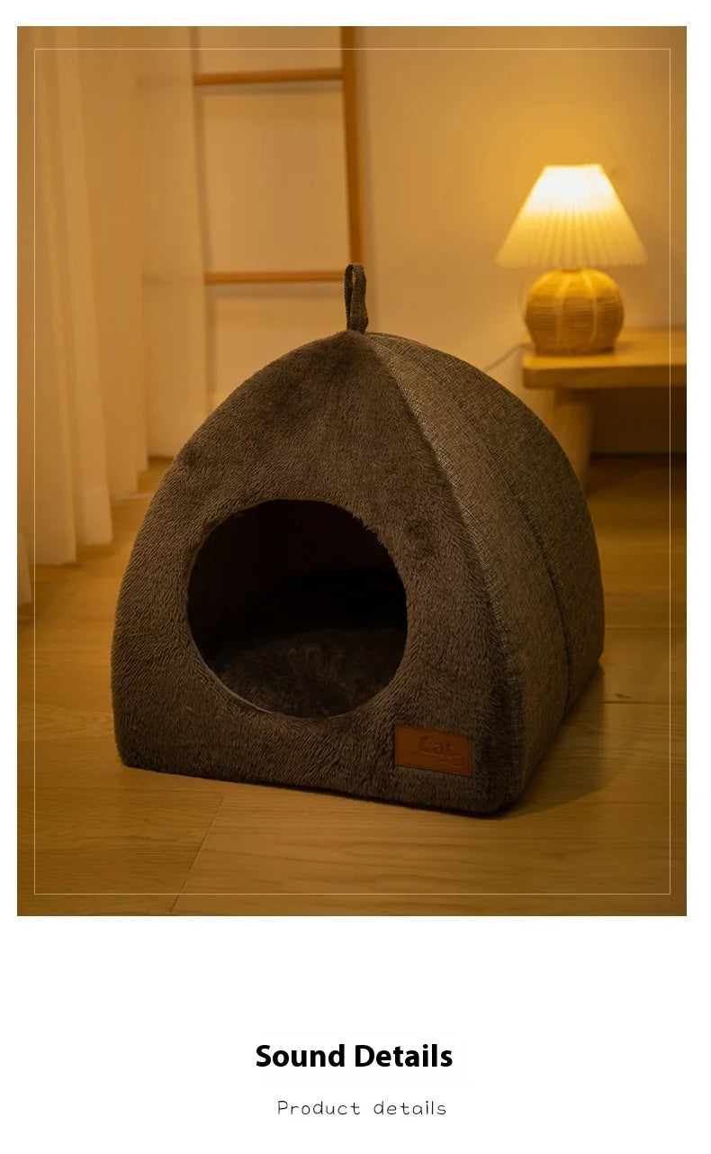 Triangle Closed Cat House Warm Sleeping Pet Nest