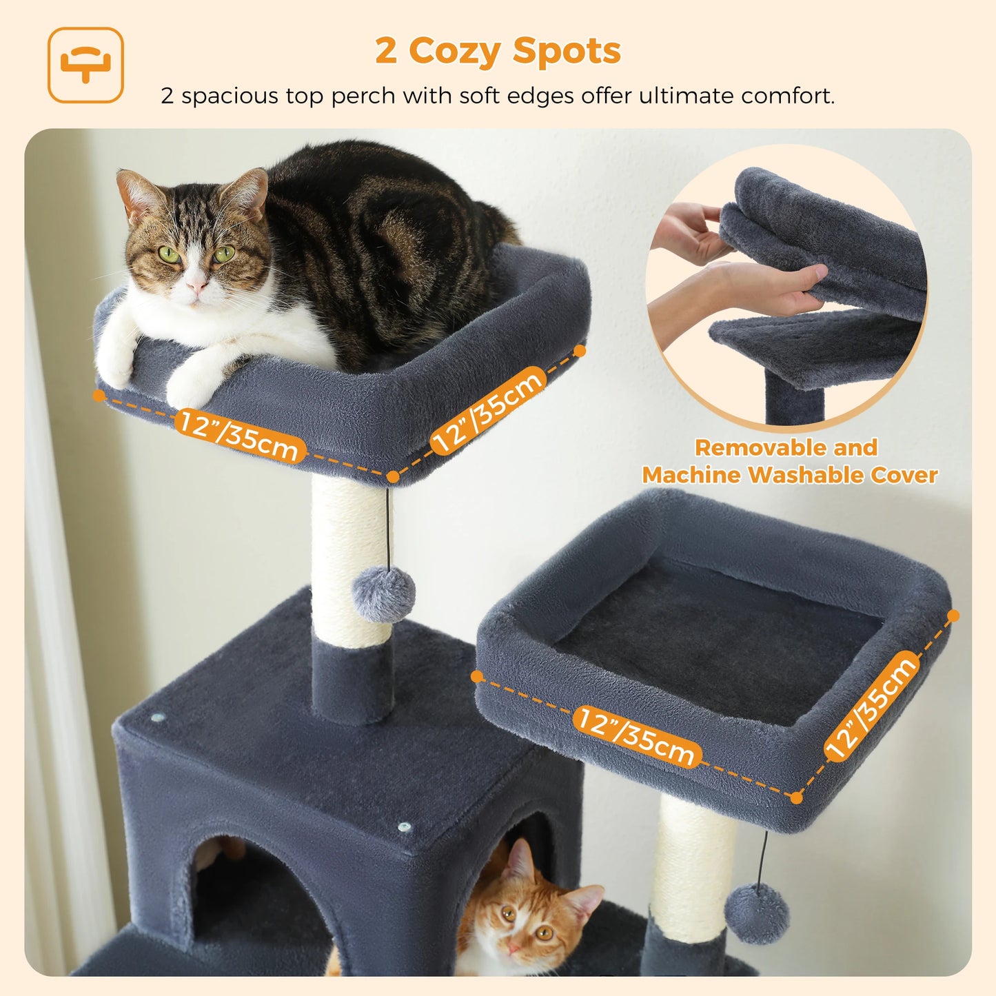 Large Cat Tree Tower with Scratching Posts Hammock and Condos