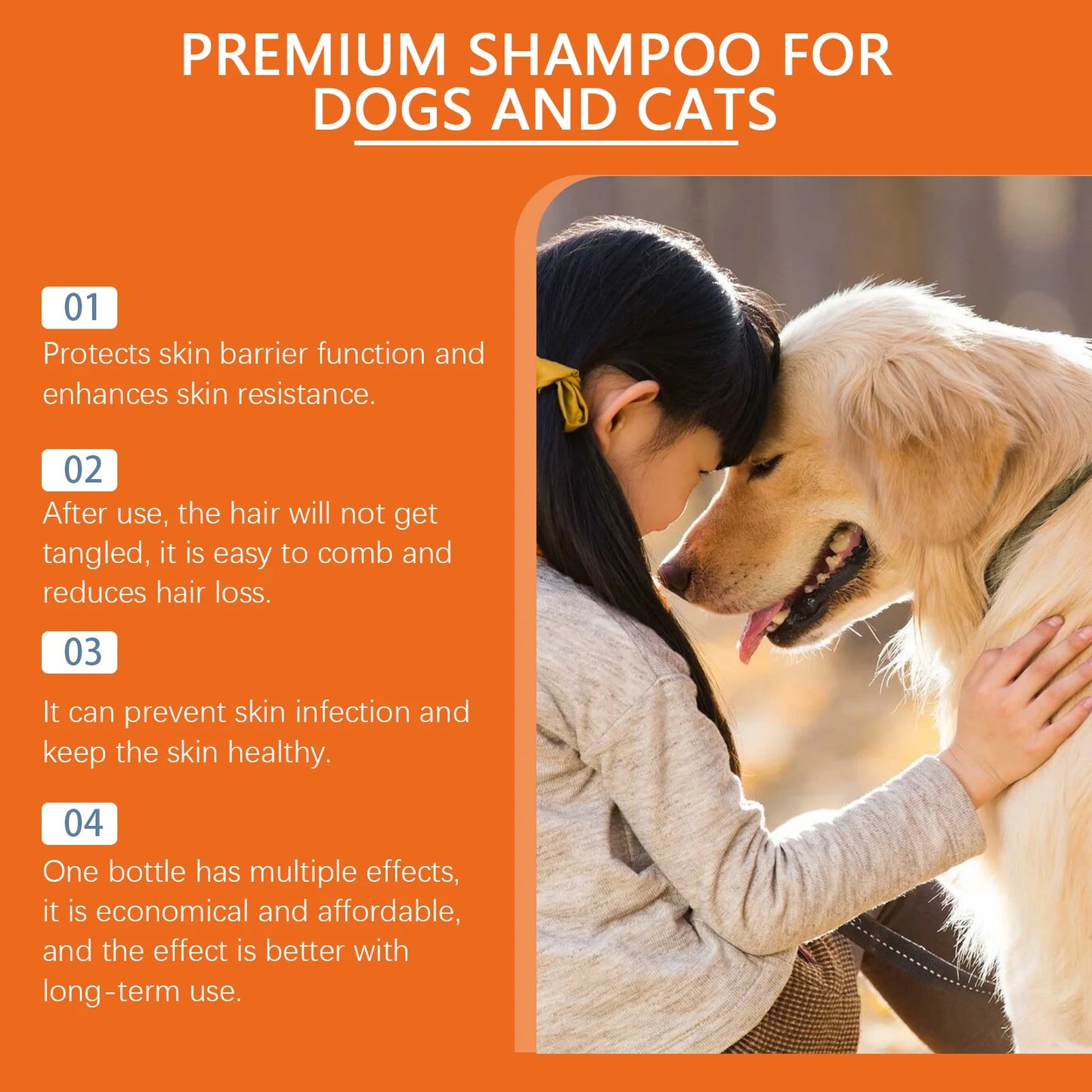 Natural Pet Shampoo for Dogs & Cats Flea & Odor Control