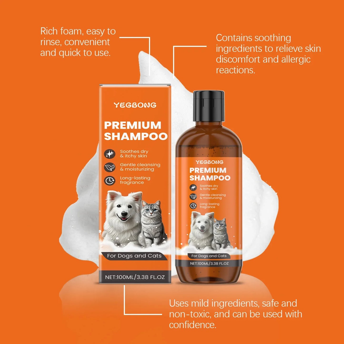 Natural Pet Shampoo for Dogs & Cats Coconut Oil Formula
