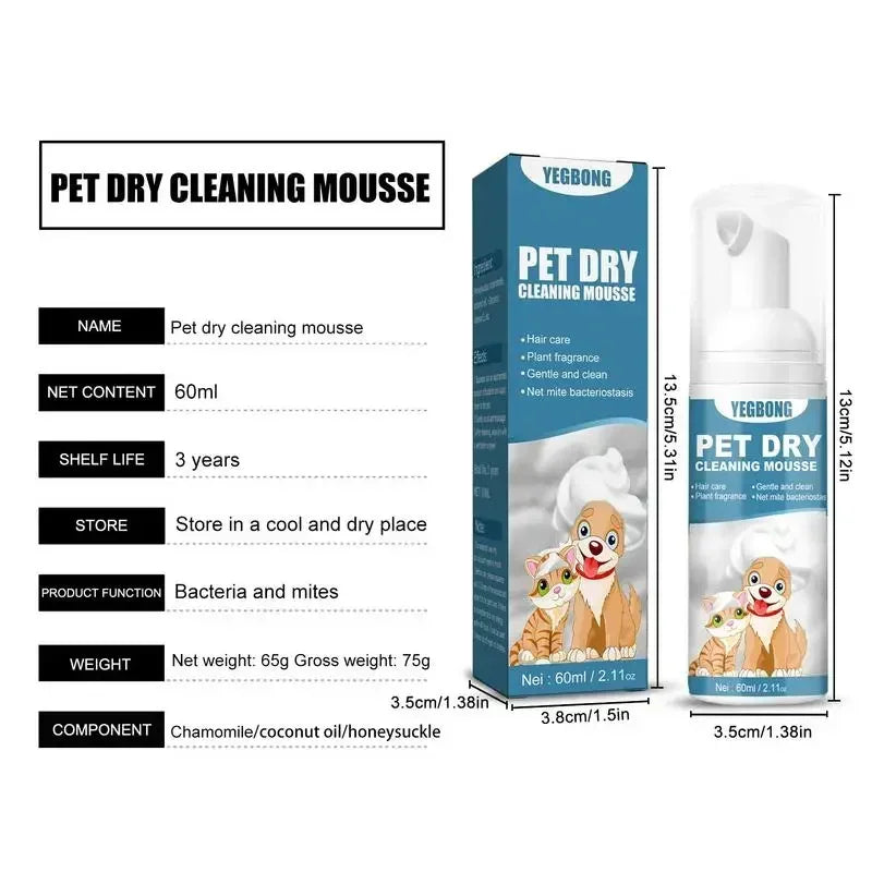 Waterless Pet Shampoo Foam No Rinse Cleaning