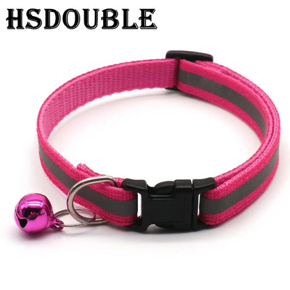Reflective Adjustable Cat & Small Dog Collar Set with Bells (2pcs)