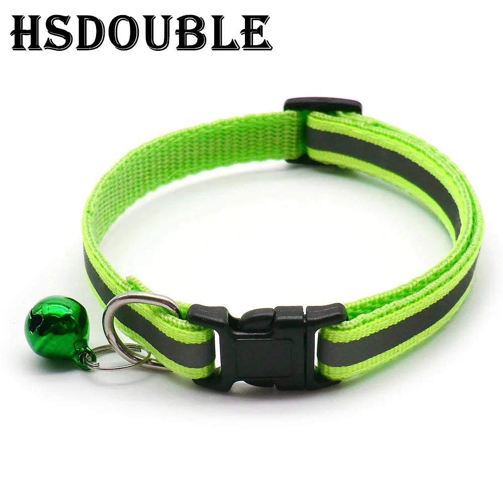 Reflective Adjustable Cat & Small Dog Collar Set with Bells (2pcs)