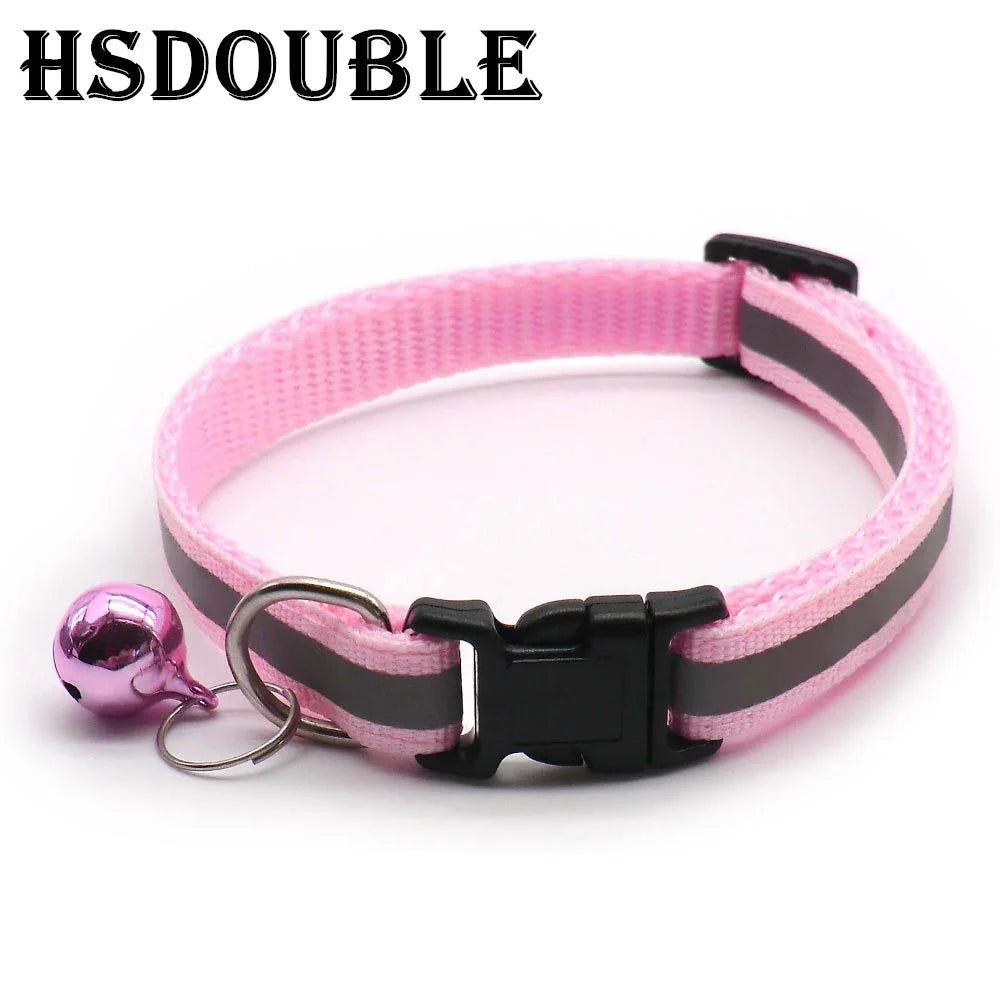 Reflective Adjustable Cat & Small Dog Collar Set with Bells (2pcs)