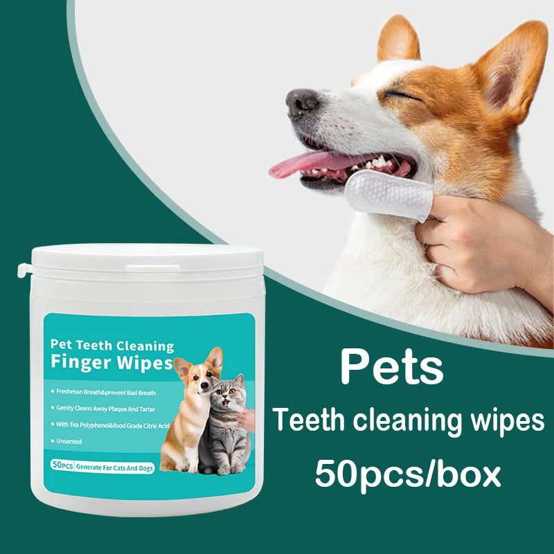 Disposable Finger Toothbrush Wipes for Dog & Cat Oral Cleaning
