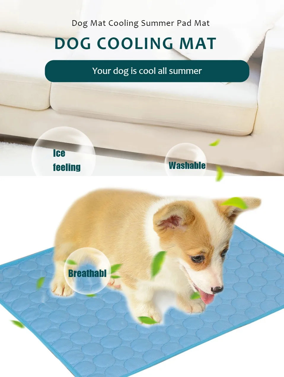 Cooling Gel Pet Mat Summer Cold Bed for Dogs & Cats