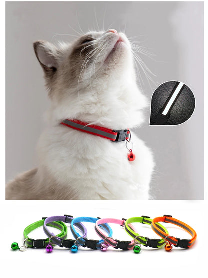 Reflective Adjustable Cat & Small Dog Collar Set with Bells (2pcs)
