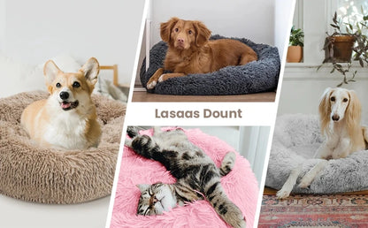 Round Plush Pet Bed 40–90cm for Dogs & Cats