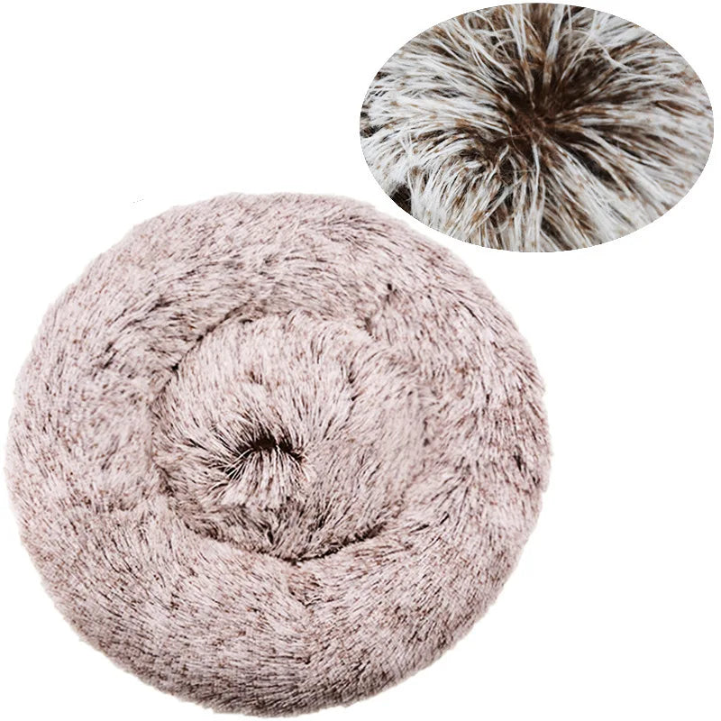 Round Plush Pet Bed 40–90cm for Dogs & Cats