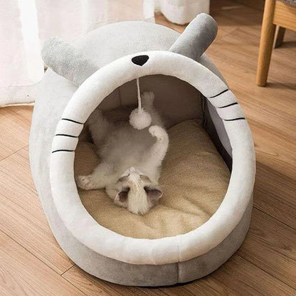 Foldable Cartoon Cat Bed Deep Sleep Pet Sleeping Cave