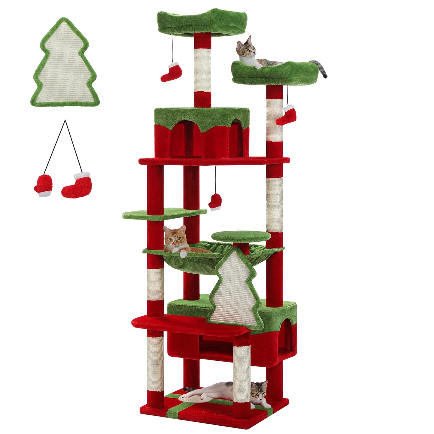 Large Cat Tree Tower with Scratching Posts Hammock and Condos