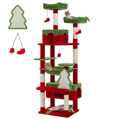 Large Cat Tree Tower with Scratching Posts Hammock and Condos
