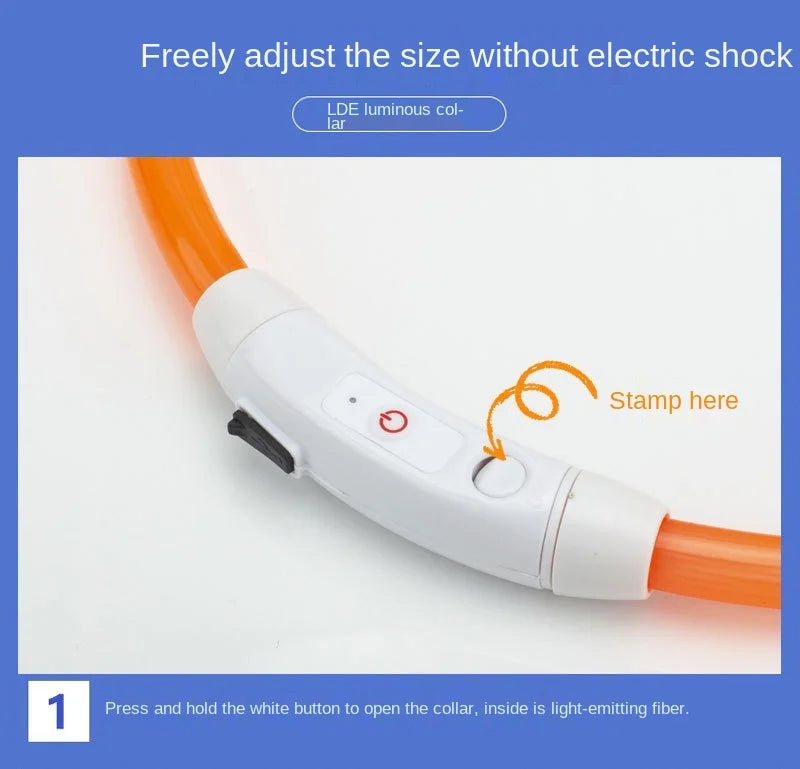 USB Rechargeable LED Dog Collar Night Safety