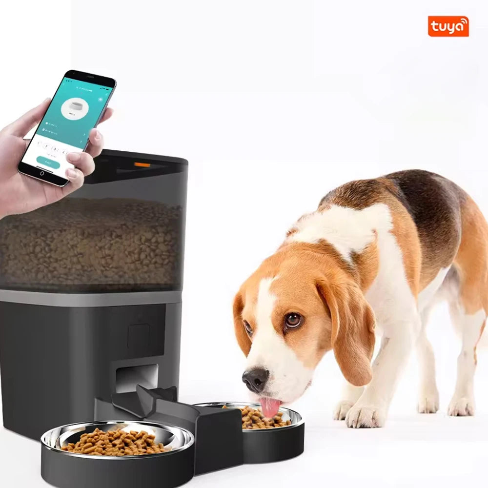4L Large Capacity WiFi Automatic Cat & Dog Feeder Smart Timing Double Bowl