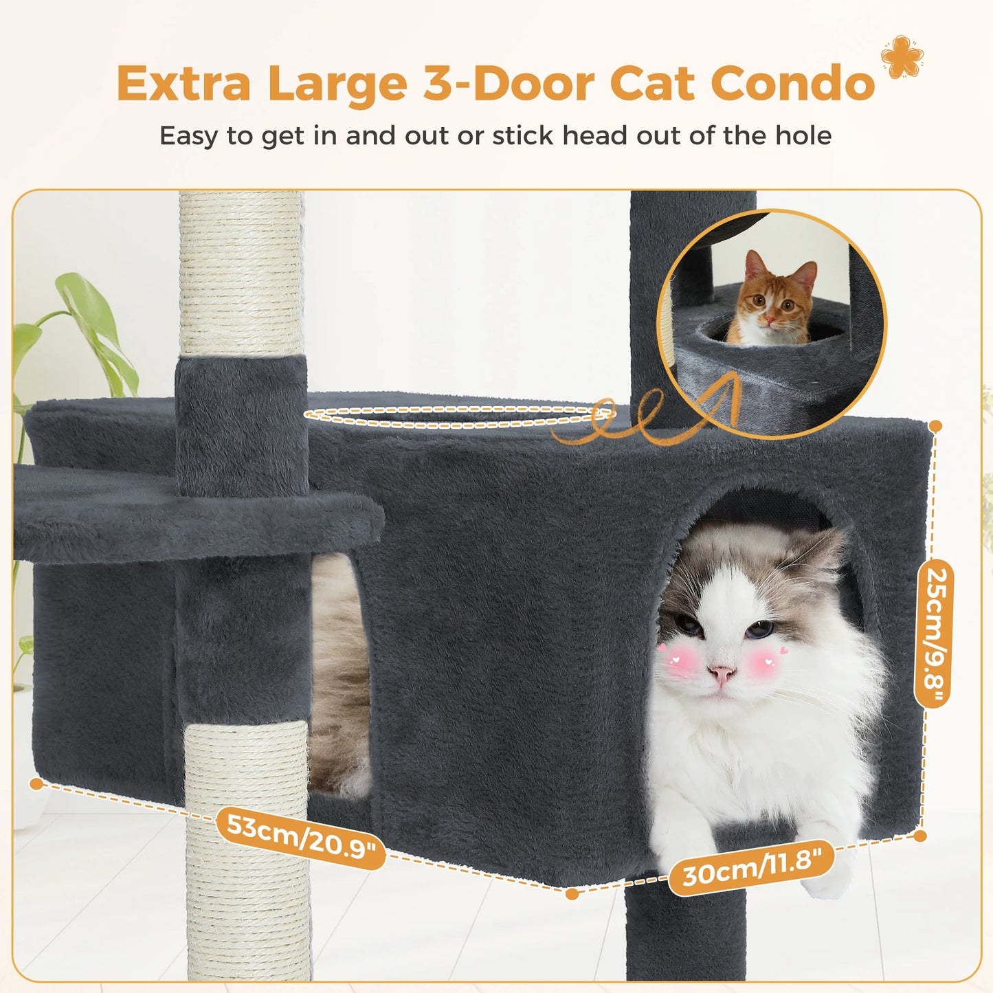 Large Cat Tree Tower with Scratching Posts Hammock and Condos