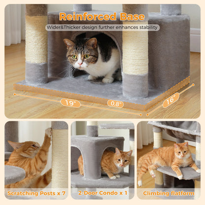 Large Cat Tree Tower with Scratching Posts Hammock and Condos