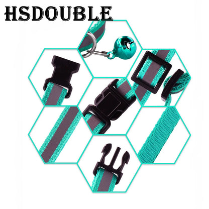 Reflective Adjustable Cat & Small Dog Collar Set with Bells (2pcs)