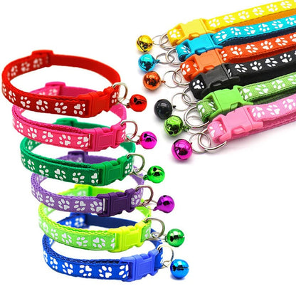 Colorful Adjustable Cat Collar with Bell
