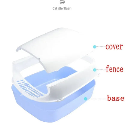 Semi-Enclosed Cat Litter Box Splash-Proof Tray