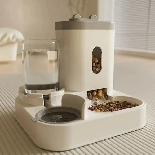 Automatic Dog & Cat Feeder with Water Fountain Large Capacity Food Storage Bowl